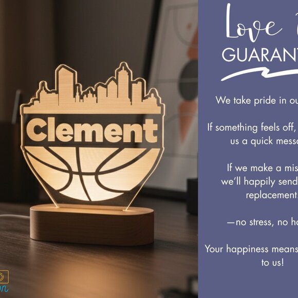 Personalized Basketball LED Light | Custom Logo Sign for Kids, Boss, Office - Picture 6 of 8